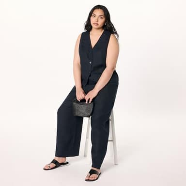 The Drop Women’s Bonni Pull On Linen Pant, Black, XS - Image 7