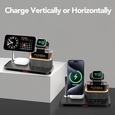 5 in 1 Wireless Charging Station for Apple,Mag-Safe Charger with Alarm Clock Night Light for Multiple Devices,Nightstand Charging Station for iPhone 17/16/15/14/13/12,Apple Watch Series,Air-Pods - Image 8