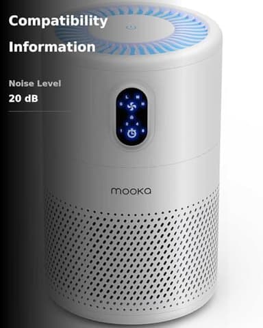 MOOKA Air Purifiers for Home Large Room up to 1076 ft², H13 True HEPA Air Filter Cleaner, Odor Eliminator, Remove Smoke Dust Pollen Pet Dander, Night Light(Available for California) - Image 3
