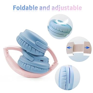 Sungive Bluetooth Headphones Over Ear, Foldable Lightweight Wireless Headsets, HiFi Stereo, HD Microphone, 30H Playtime, Suitable for Mobile Phones, Computers, TVs, Games, Outdoors, Offices (Blue) - Image 3