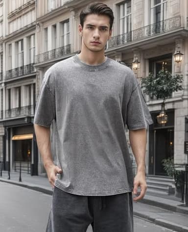 Men's Oversized T-Shirts Cotton Unisex Short Sleeves Casual Loose Wash Solid Basic Tee Tops(Black+Grey+Coffee-M) - Image 3