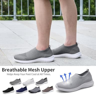 TIOSEBON Men's Casual Slip-on Walking Tennis Shoes-Comfortable Knit Running Sneakers 9 US Deep Gray - Image 2