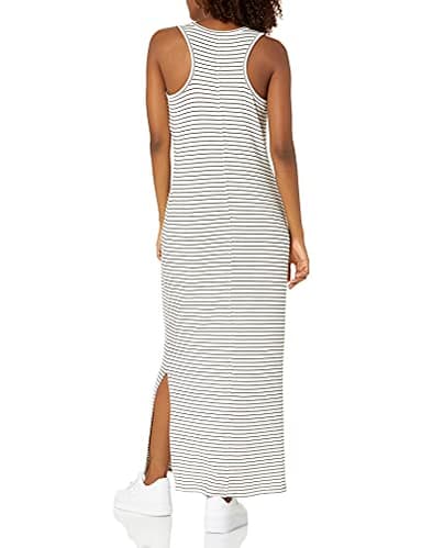 Amazon Essentials Women's Supersoft Terry Racerback Maxi Dress (Previously Daily Ritual), Black White Thin Stripe, X-Large - Image 2
