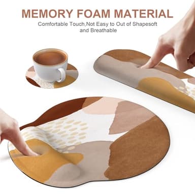 iCasso Desk Mat, Gaming Mouse Pad Wrist Support Set, XXL Large Mousepad + Keyboard Wrist Rest+Mouse Wrist Rest+Coastert with Ergonomic Design for Home Office Computer (C-Four-Coffee-Color-Block) - Image 3