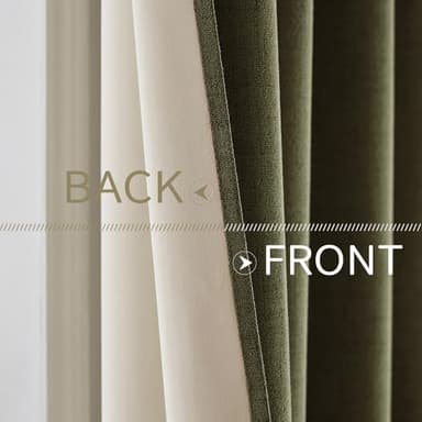 MIULEE Linen Texture Curtains for Bedroom Solid 100% Blackout Thermal Insulated Light Olive Green Curtains Grommet Room Darkening Drapes for Living Room Nursery 52x84 Inch (2 Panels) - Image 6