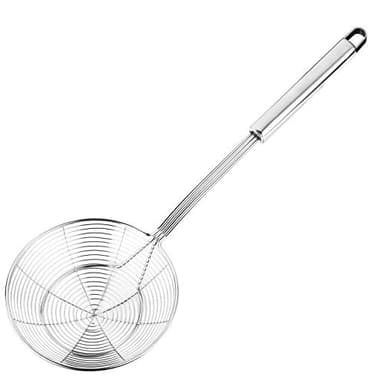 Hiware Solid Stainless Steel Spider Strainer Skimmer Ladle, Kitchen Utensils Wire Strainer Pasta Spoon, 7 Inch - Image 1