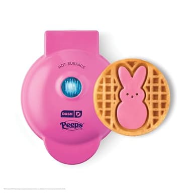 PEEPS x Dash Bunny Mini Waffle Maker for Individual Waffles, Hash Browns, Keto Chaffles with Easy to Clean, Non-Stick Surfaces, 4 Inch - Pink - Image 1