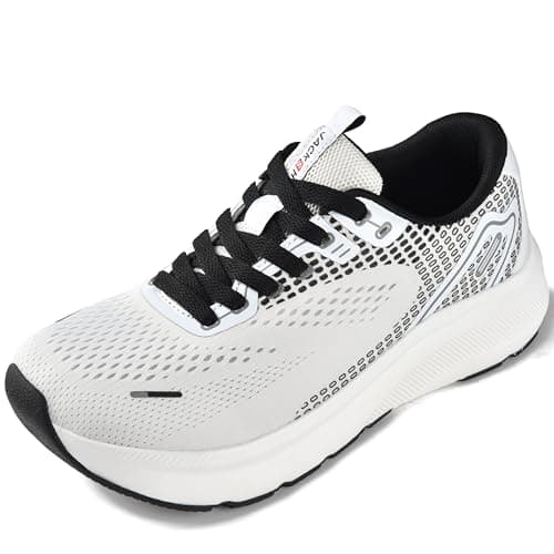 JACKSHIBO Wide Toe Box Shoes for Men Arch Support Shoes Wide Width Sneakers for Running Walking Athletic Tennis Orthopedic Plantar Fasciitis Workout with Thick Cushioned Zero Drop Sole White - Image 1