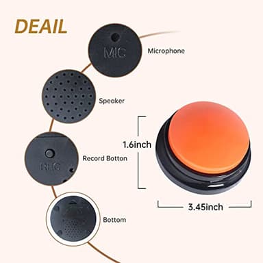 Artist Unknown 4 Color Voice Recording Button, Dog Buttons for Communication Pet Training Buzzer, 30 Second Record & Playback, Funny Gift for Study Office Home - 4 Color Packs - Image 2