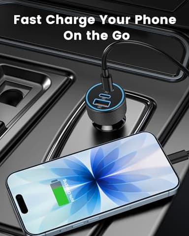 67W 3-Port Super Fast Type C Car Charger USB C for Samsung Galaxy S25 S24 S23 S22 S21 Ultra, iPhone 17/Air/16/15 Pro Max, Android, PD/QC Car Phone Adapter Accessories for Men Women + 3FT USB-C Cable - Image 7