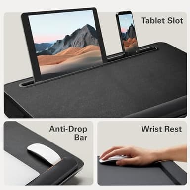 HUANUO Laptop Bed Desk, Laptop Tray Computer Lap Desk for Bed Couch Sofa Floor, Bed Tray for Working, Eating, Foldable Lap Stand Table with Height Adjustment & 35° Adjustable Tilt Angle, HNLD19 - Image 3