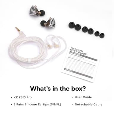 Linsoul KZ ZS10 Pro, 4BA+1DD 5 Driver in Ear Monitor, HiFi Wired Earbuds, Gaming Earbuds, Hybrid IEM Earphones with Stainless Steel Faceplate, Detachable Cable for Musician(Without Mic, Dark Black) - Image 9