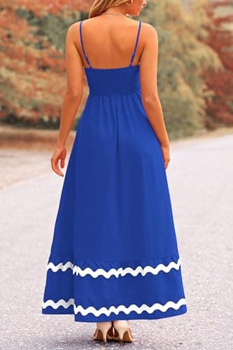 PRETTYGARDEN Women's 2025 Summer Flowy Maxi Dress Casual Sleeveless Spaghetti Strap Ruffle Beach Long Dresses (Royal Blue,Large) - Image 2
