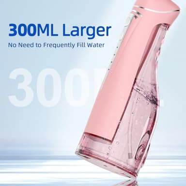 Water Flosser Teeth Pick: Rechargeable Cordless Oral Irrigator 300ML Portable Water Flosser for Braces IPX7 Waterproof Electric Waterflosser for Teeth Cleaning C101 Pink - Image 7