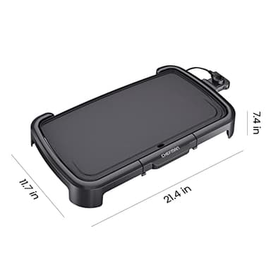 Chefman XL Electric Griddle with Removable Temperature Control, Immersible Flat Top Grill, Burger, Eggs, Pancake Griddle, Nonstick Extra Large Cooking Surface, Slide Out Drip Tray, 10 x 20 Inch - Image 7