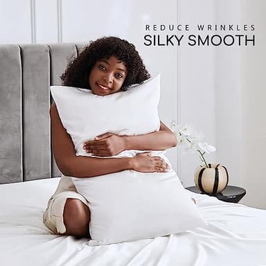 MR&HM Satin Bed Sheets, Queen Size Sheets Set, 4 Pcs Silky Bedding Set with 15 Inches Deep Pocket for Mattress (Queen, White) - Image 4