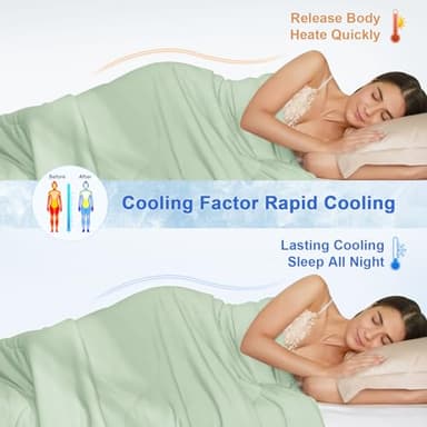 PHF Cooling Comforter Twin for Hot Sleepers, Soft Double Side Cooling Blanket for Night Sweats Absorbs Body Heat, Q-Max>0.5 Arc-Chill Cool Lightweight Summer Cold Comforter, 60"x80", Green - Image 2