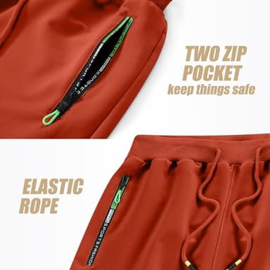 YTD Men's Shorts Casual Classic Fit Drawstring Summer Beach Shorts with Elastic Waist and Pockets M Flame Red - Image 6