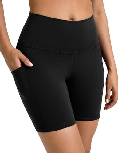 Colorfulkoala Women's High Waisted Biker Shorts with Pockets 6" Inseam Workout & Yoga Tights (S, Black) - Image 5