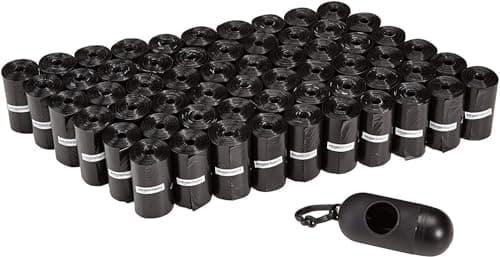 Amazon Basics Dog Poop Bags with Dispenser, 900 Count, Enhanced for Guaranteed Leakproof, Unscented, Includes Leash Clip - Image 1