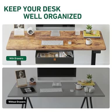 FEZIBO 48 x 24 Inches Standing Desk with Drawer, Adjustable Height Electric Stand up Desk with Storage, Sit Stand Home Office Desk, Ergonomic Computer Desk, Rustic Brown - Image 7