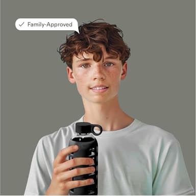 purifyou 40oz / 32oz / 22oz / 12oz Borosilicate Glass Water Bottle with Time & Volume Markers, Silicone Sleeve, Stainless Steel Lid | Reusable Glass Bottle for Water & Juice (22oz Jet Black) - Image 6