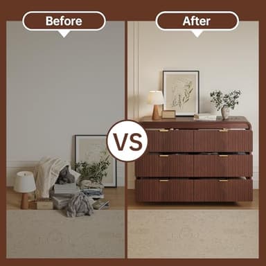 FURSUN Fluted 6 Drawers Dresser for Bedroom, 54" Wide Wooden Dresser with Metal Handle, Curved Profile Design, Modern Storage Organizer for Bedroom, Hallway (Walnut) - Image 5