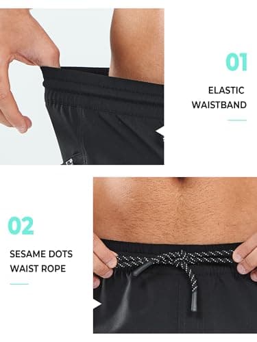 NORTHYARD Mens Swim Trunks Board Shorts 9 Inch Bathing Suit Swimwear Quick Dry Beach Short with Zipper Pocket - No Mesh Liner Black L - Image 4
