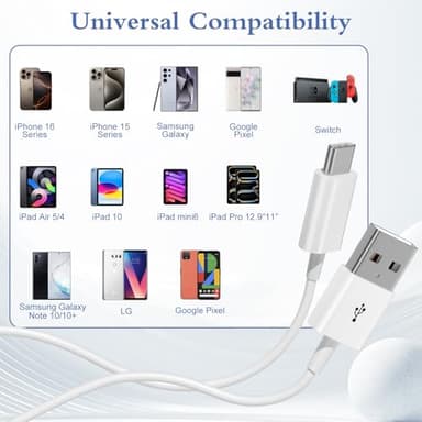 Snisre Car Carplay Cable, USB A to USB C Cable 3FT, Fast Charger Cord for iPhone 16/15 Pro Max/Plus/16E, Car Charging Cord(White, 3FT) - Image 3