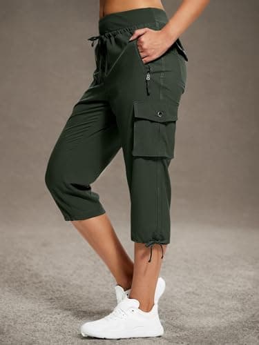 ISEEGZ Hiking Capris for Women with Pockets Lightweight Quick Dry Cargo Capri Travel Pants Women Casual Women's Capris - Image 7