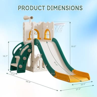 MOCUTEEN 6 in 1 Toddler Slide,Baby Playset for Indoor Outdoor Playground with Basketball Hoop,Storage and Telescope,Climbing Toys for Toddler Playground Playset - Image 3
