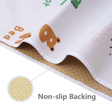 WOMUMON 51" Splat Mat for Under High Chair/Arts/Crafts, Baby Washable Spill Mat Waterproof Anti-Slip Floor Splash Mat, Portable Play Mat and Table Cloth - Image 4
