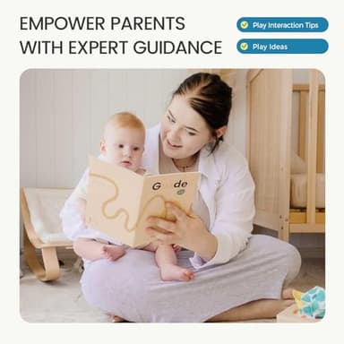 Tiny Land Montessori Baby Toy Set 4-6 Months – Early Learning Motor Skills Development Kit with 4-in-1 Soft Cloth Book, Spinning Rainbow Toy, Silicone Blocks and Baby Tissue Box - Image 5