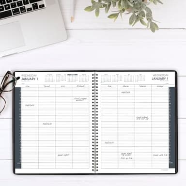 AT-A-GLANCE 2025 Appointment Book Planner, Daily, Eight Person Group Planner, 8-1/2" x 11", Large, Quarter-Hourly, 2 Volume Set, Black (702120525) - Image 2