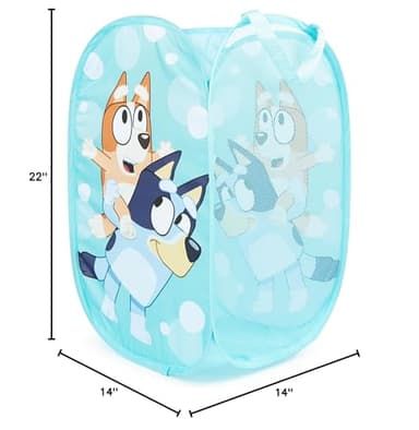 Jay Franco Bluey & Bingo Pop Up Hamper - Mesh Laundry Basket/Bag with Durable Handles - Storage for Clothes or Toys - Image 2