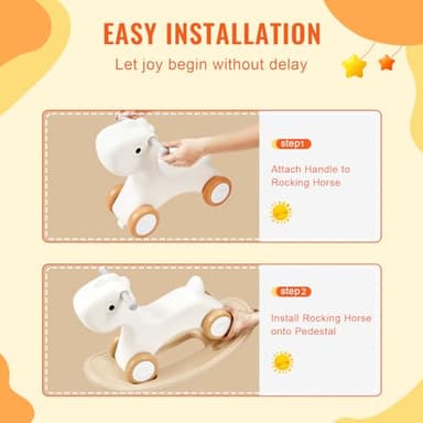 VEVOR 3 in 1 Baby Rocking Horse for Toddlers 1-3 Years,Rocking Horse with Detachable Balance Board and 4 Smooth Wheels, Support up to HDPE Material 80 lbs Kids Ride on Toy, 40° Swinging, White - Image 8