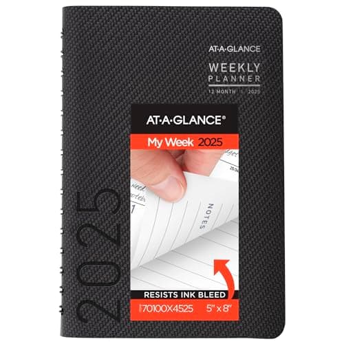 AT-A-GLANCE 2025 Planner, Weekly & Monthly, 5" x 8", Small, Contemporary, Charcoal (70100X4525) - Image 1