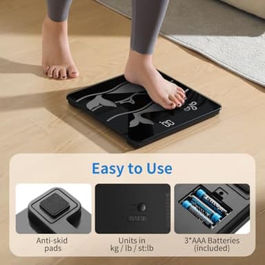 Vitafit Amazing 600lb Smart Bathroom Scale for Body Weight in 0.1lb, High Accuracy Assured by Scale Professional Factory Since 2001, Large Platform with 8mm Non-Slip Tempered Glass, LED, 3*AAA, Black - Image 5