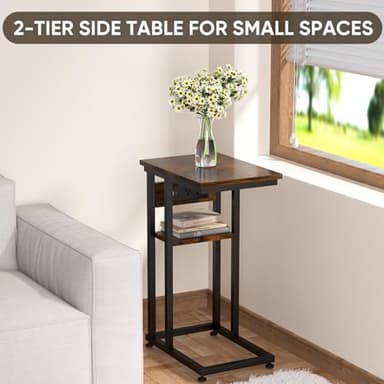 BALEINE Side Table with Charging Station, C-Shape End Table with Dual USB-C Ports and Outlets, Couch Table, Bedside Table for Small Spaces, Living Room, Bedroom (Marble White) - Image 5