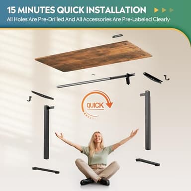 DEVAISE 55 x 28 Inches Electric Standing Desk, Adjustable Height Stand up Desk, 28" Deeper Desktop Sit to Stand Desk with 3 Memory Preset, Adjustable Computer Desk for Home Office (Rustic Brown) - Image 7