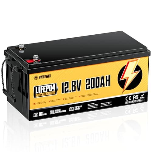 Rvpozwer 12V 200Ah LiFePO4 Battery, Built-in 200A BMS, 15000 Deep Cycles, 2560Wh,Low Temp Protection Lithium Iron Phosphate Battery for Home Energy, RV, Trolling Motor, Marine, Solar, Off-Grid - Image 1