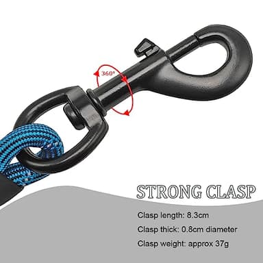 BTINESFUL 12ft/20ft/32ft Long Dog Leash for 2 Dogs, No Tangle 1/3inch Reflective Dual Leash Long Lead for Medium Small Breeds, Outside Walking Lead for Two Dogs Playing Recall Training (blue-32ft) - Image 2