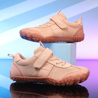 KUBUA Boys Girls Sneakers Kids Barefoot Shoes Comfortable Anti-Slip Walking Shoes for Indoor Outdoor Tennis Running Hiking Training Apricot 13 Little Kid - Image 6