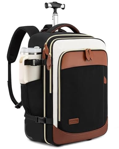 LOVEVOOK Rolling Backpack for Women, 50L Travel Backpack with Wheels, Carry on Luggage for Men, 17.3 Inch Wheeled Laptop Bag, Flight Approved Personal Item Suitcase - Image 1