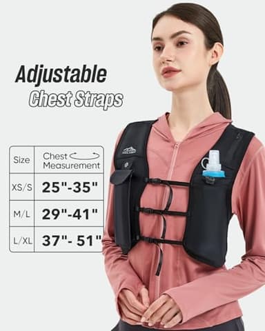Zelvot Running Vest for Men Women, USA Original Patent, Adjustable Chest Straps Running Hydration Vest with 500ml Soft Flask, Lightweight Breathable Reflective Running Vest for Hiking - L/XL - Image 2