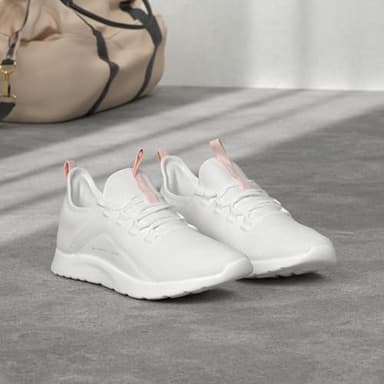 ALEADER Womens Tennis Shoes Slip On Nurse Shoes for Walking Running Trainning Wokout Sneakers White Peach Size 7.5 US - Image 2