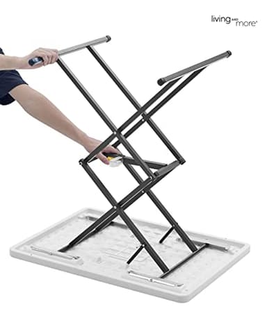 Living and More 28inch Height-Adjustable Personal Table, TV Tray, Portable Dinner Table, Multi-Purpose, Lightweight, No Assembly, Easy Fold and Storage, White - Image 9