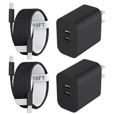 Fast Charger for 15 16 17 Pro Max, 10FT Long USB C to C Charging Cable Cord & 20W Dual Port USB C Fast Charger Block for Phone 17 16 15 Pro Max/17 16 15/15 Plus,Pad Pro 12.9"/11", Android Phone - Image 1