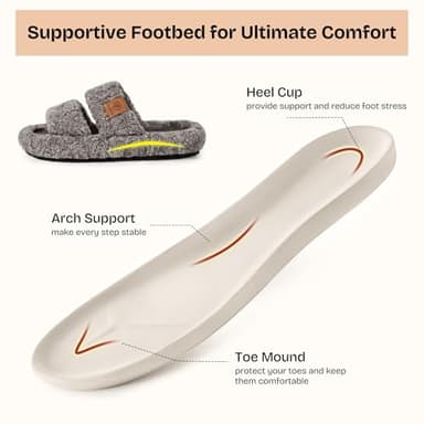 EverFoams Womens Fuzzy Open-toe Slippers Soft Comfy Memory Foam Indoor House Shoes Cool Gray,9-10 US - Image 3
