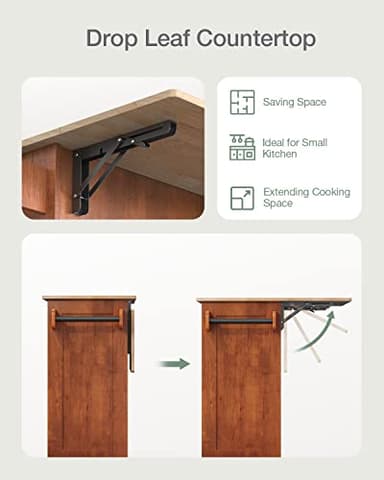Qsun Kitchen Island with Drop Leaf and Storage, on Wheels Two Drawers, Large Storage Cabinet, Towel Rack Spice Cart Brown - Image 7